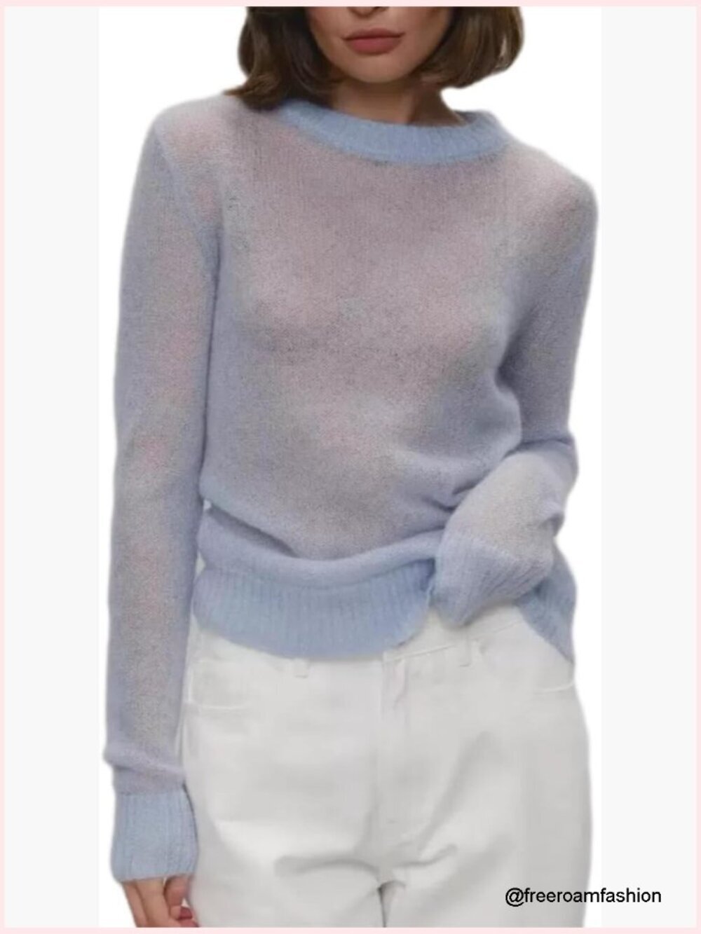 Women's Lightweight Knitted Sheer Long Sleeve Pullover Top Blouse